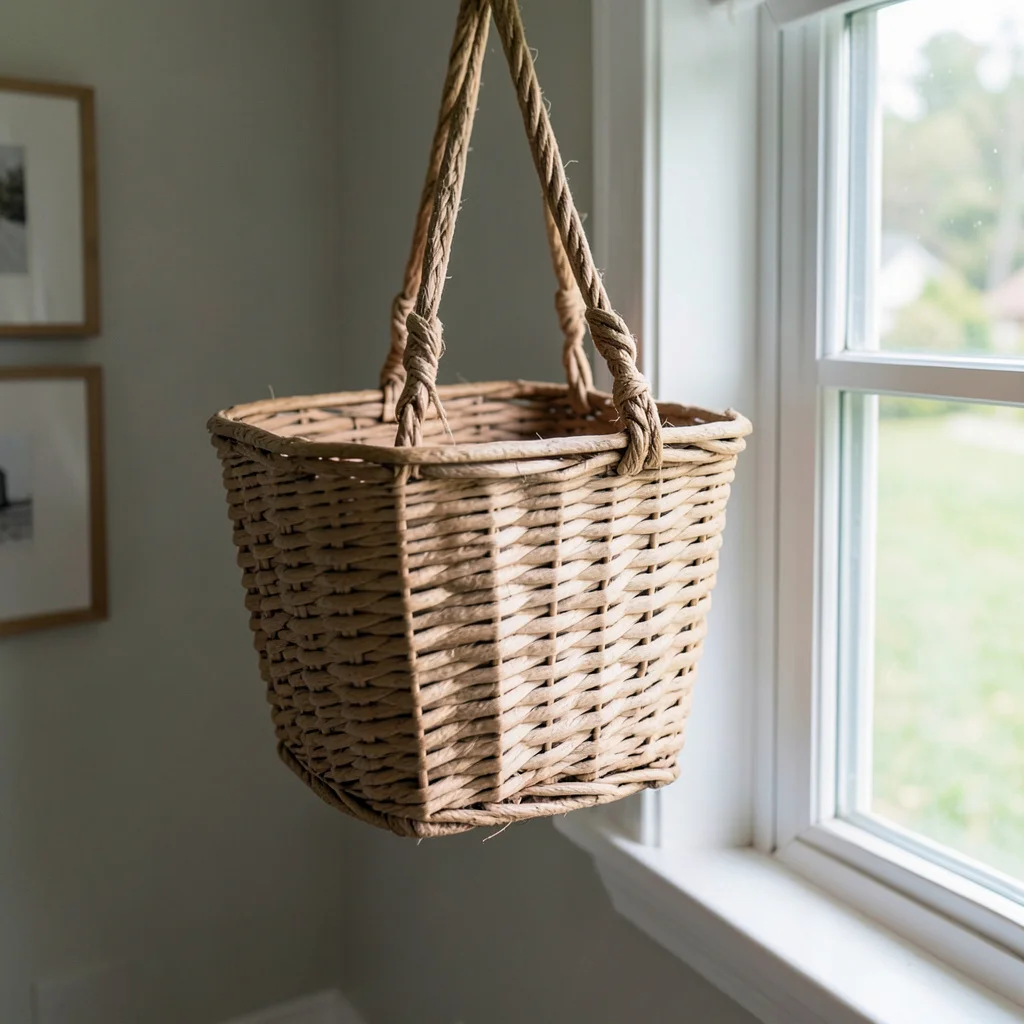 A curated baby shower gift basket on a dining table