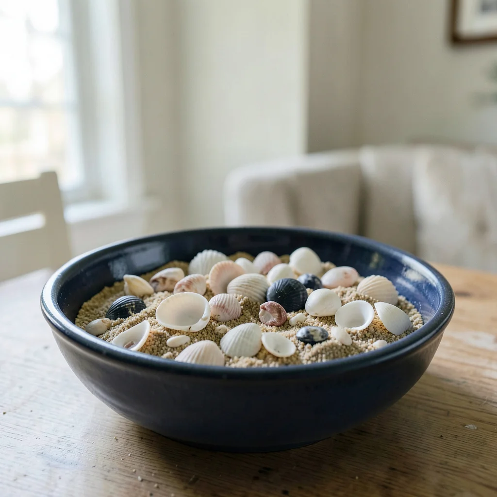 A simple, low centerpiece on a dining table for an adult birthday party.