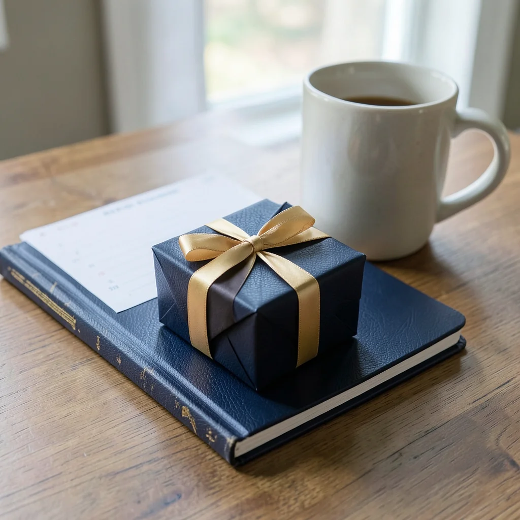 A congratulatory card and small gift for an engagement party.