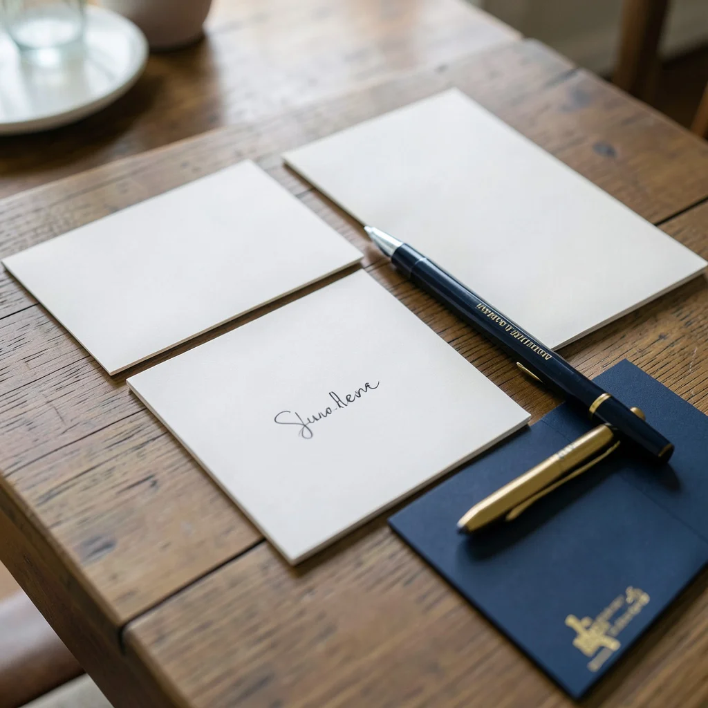 An assortment of simple game materials laid out on a living room coffee table.