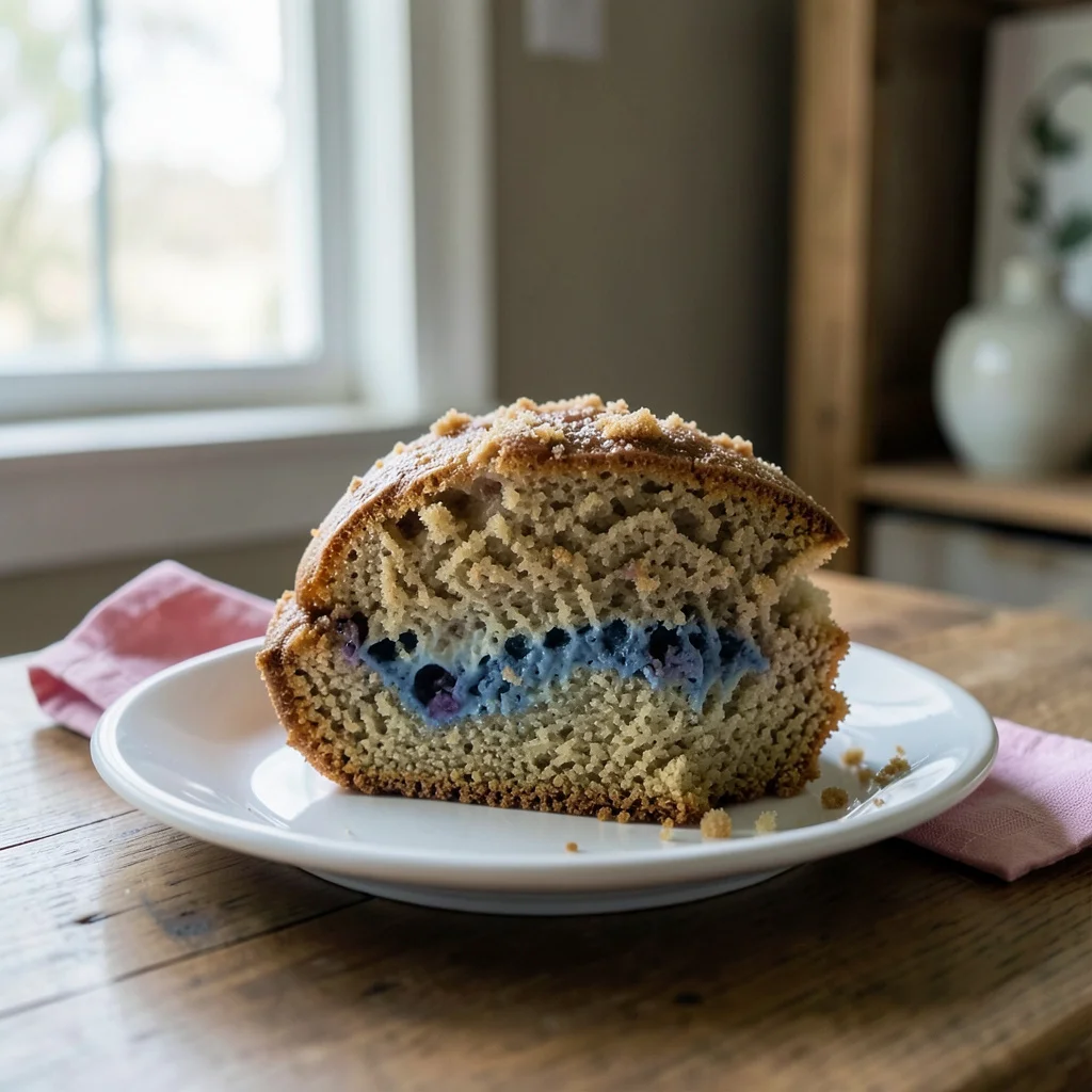 A table setting for a home gender reveal party, featuring simple foods and a decorated cake.
