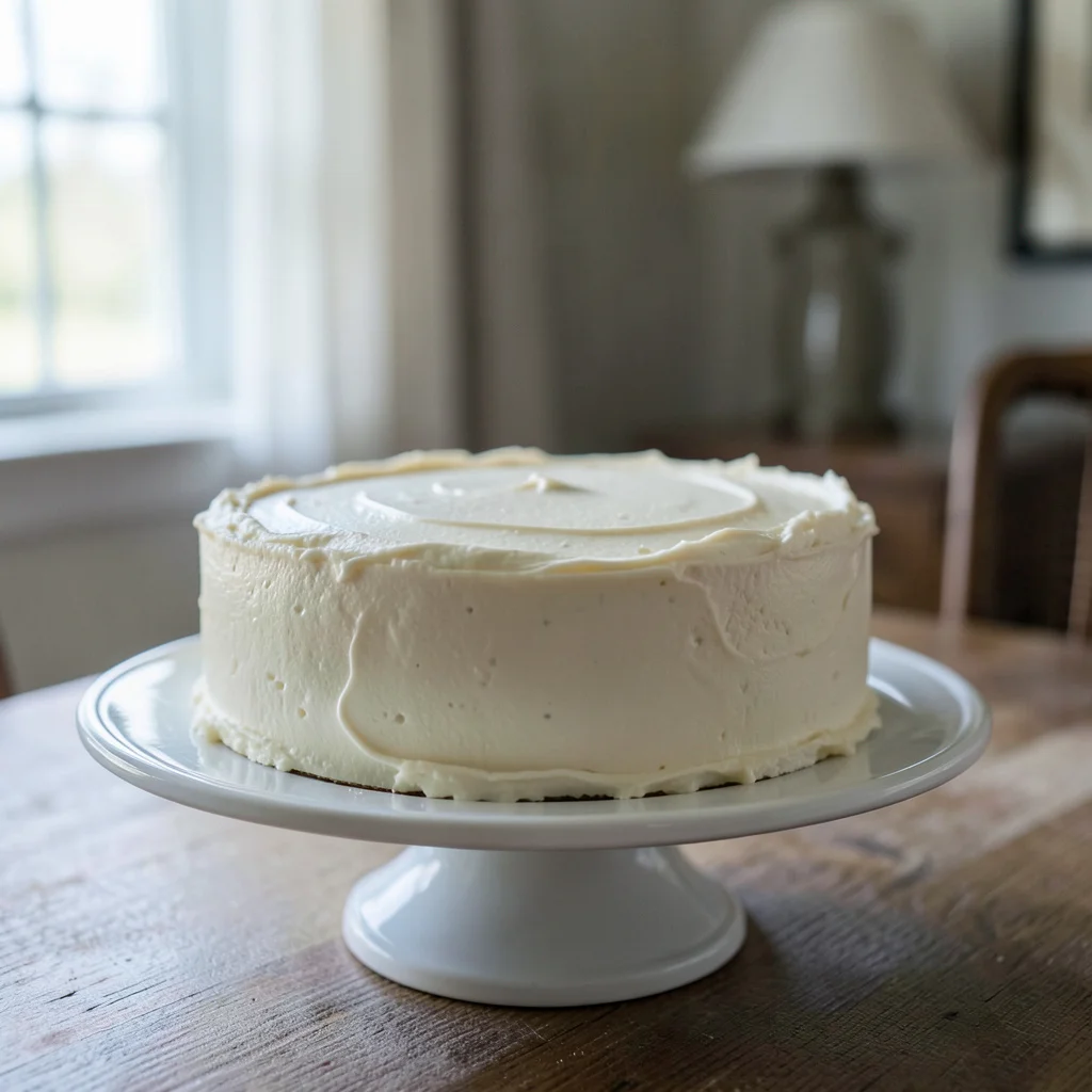 A Halloween-themed baby shower cake with orange and black frosting on a kitchen counter.