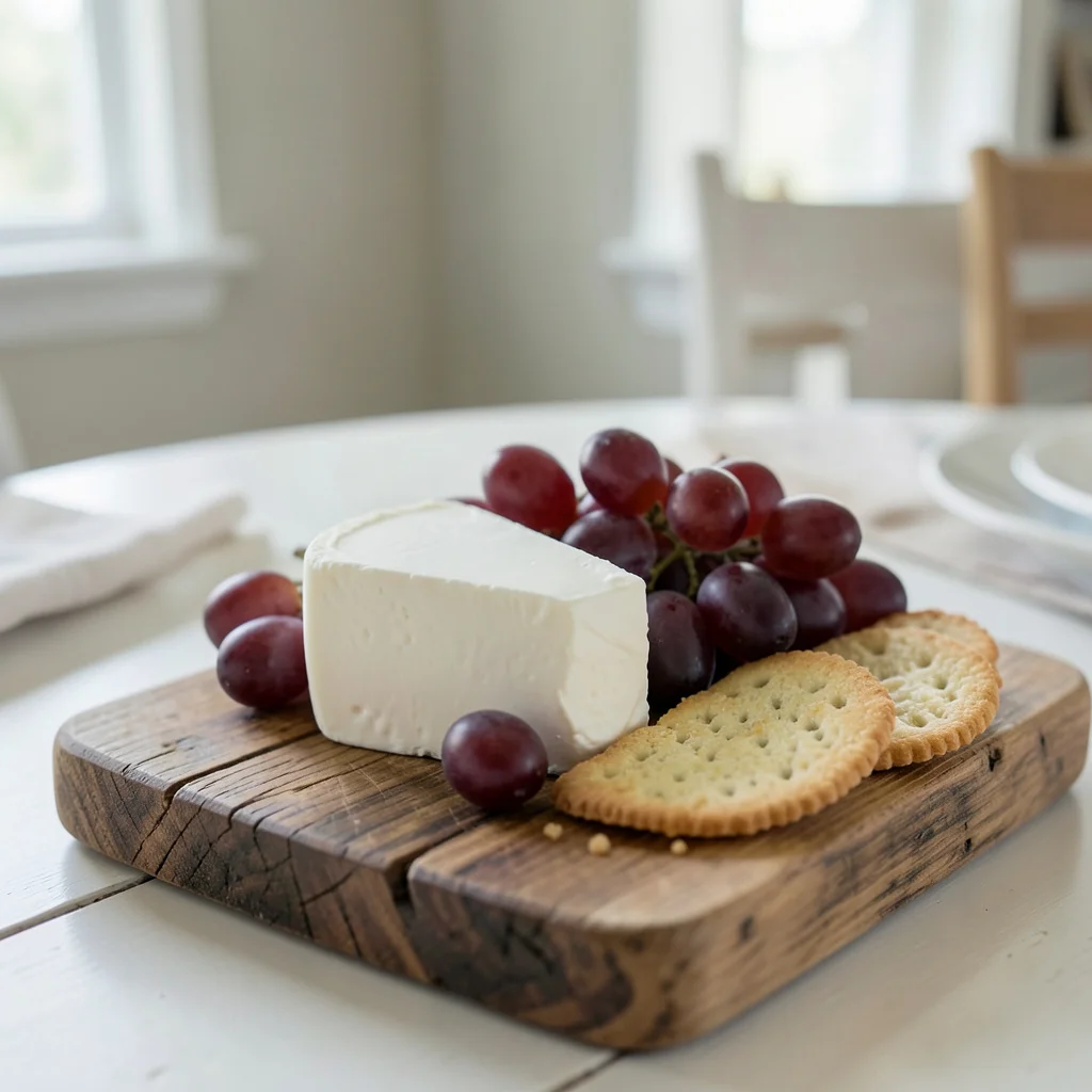 A simple housewarming party food spread on a dining table.