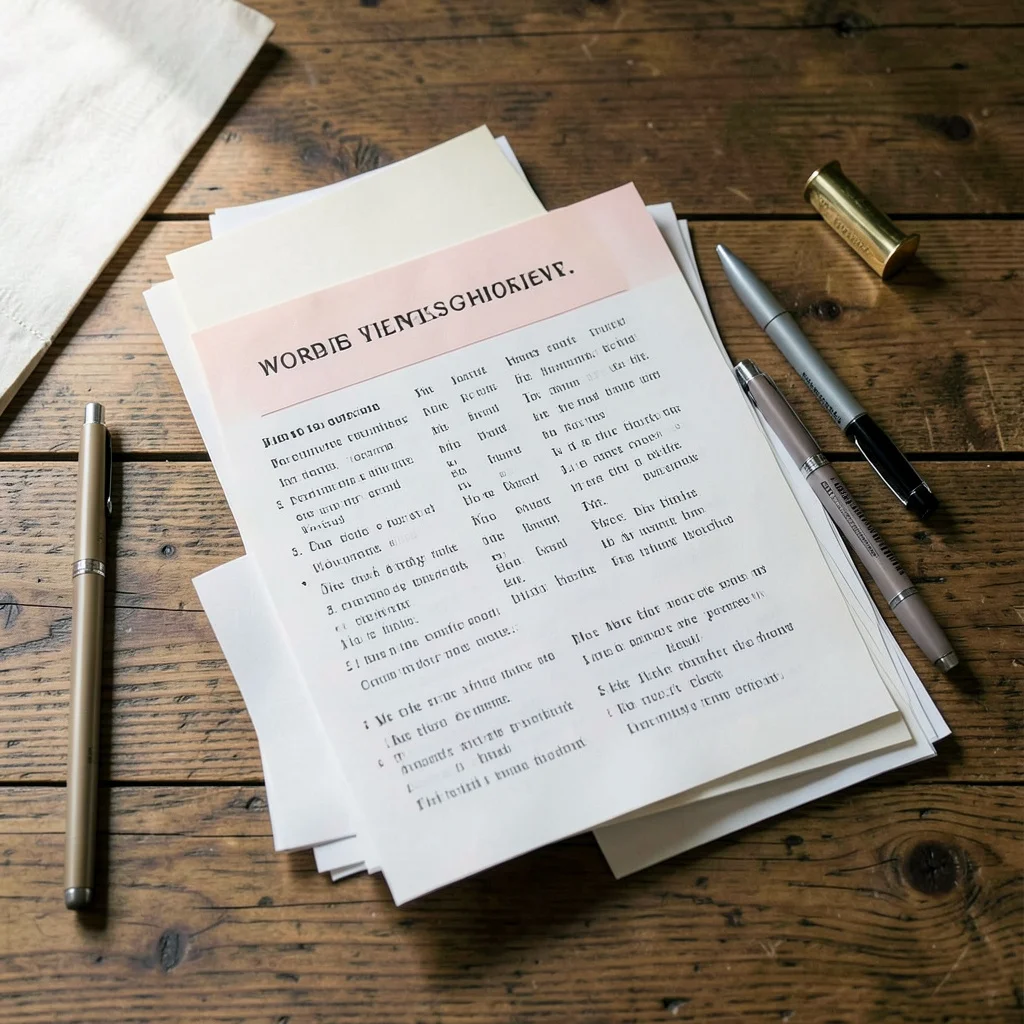 A printable bridal shower word scramble game sheet on a table.