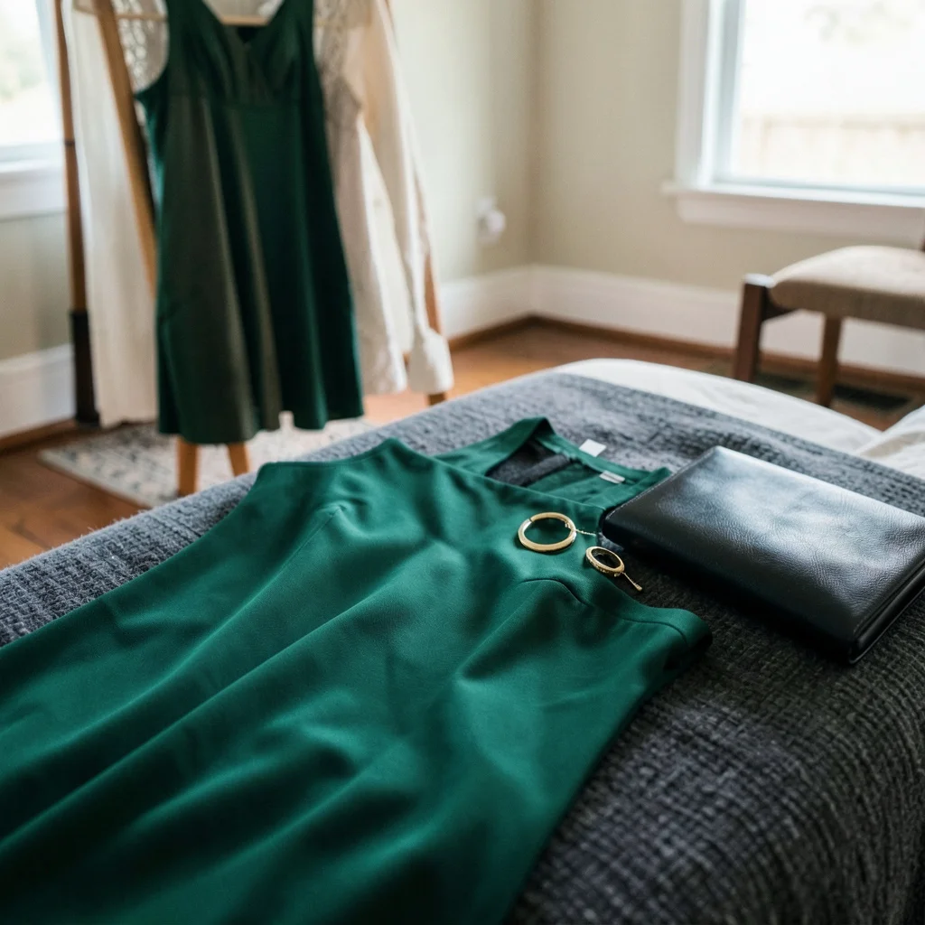 Guests in engagement party attire conversing in a living room setting.