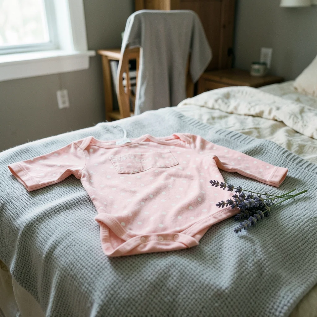 A guest holding a gift in a living room setting appropriate for a baby shower.