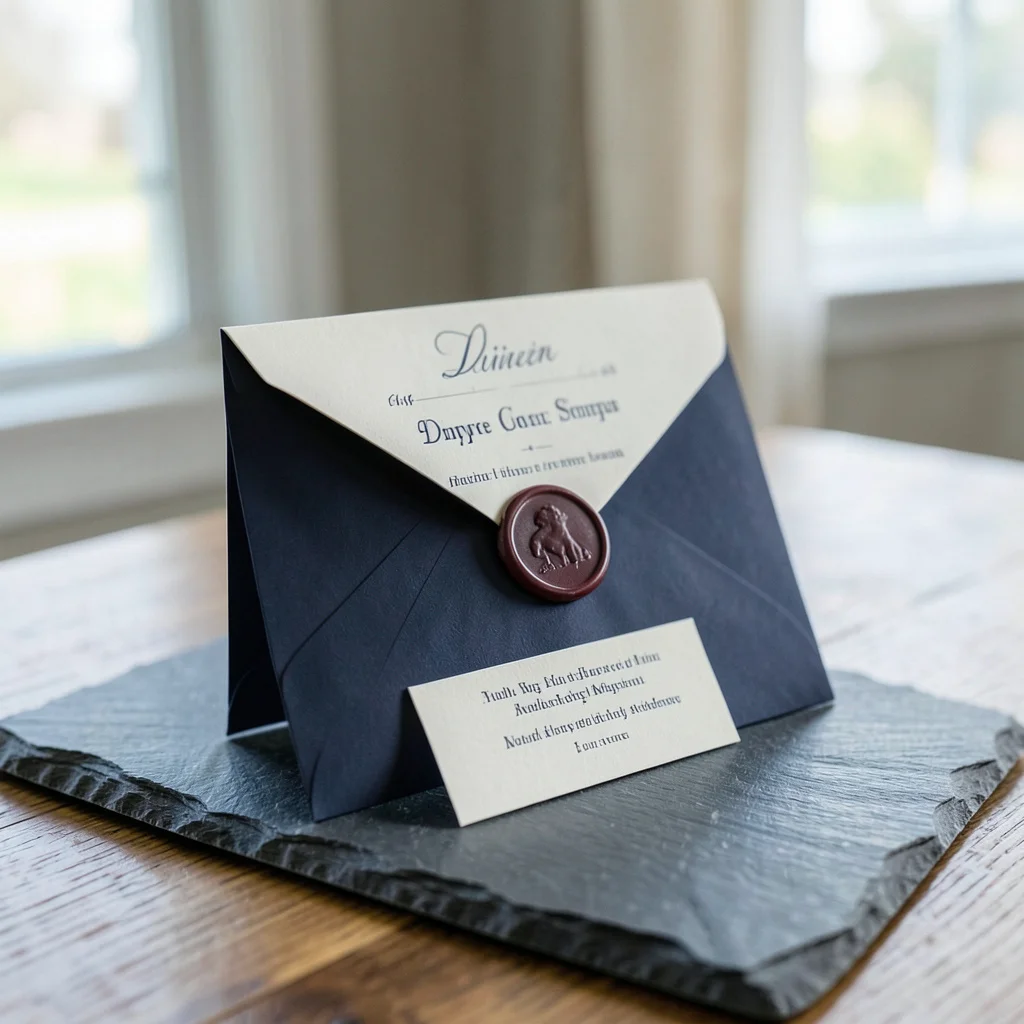 A dining table set for an informal rehearsal dinner at home.